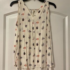 LOFT polyester bird pattern tank